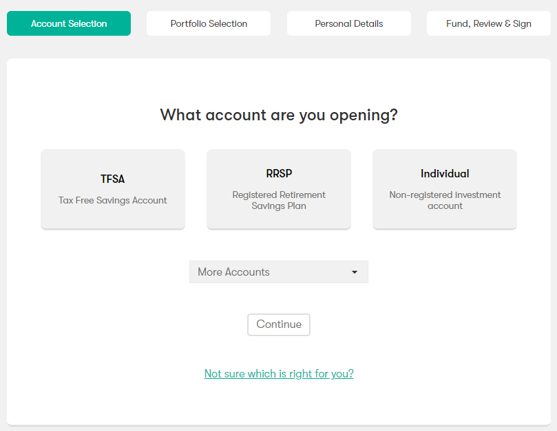 WealthBar account selection