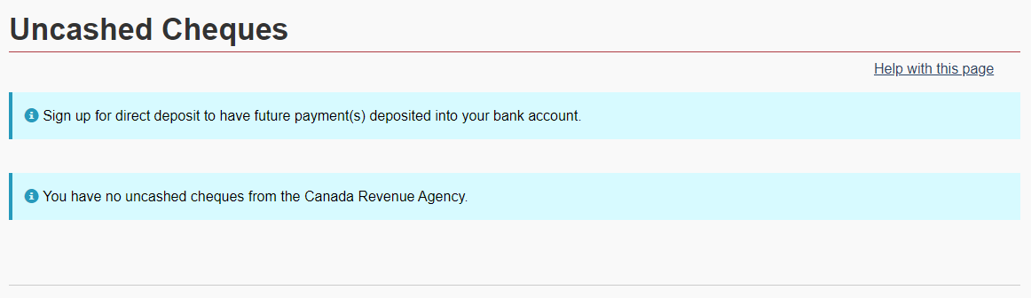 CRA uncashed cheques