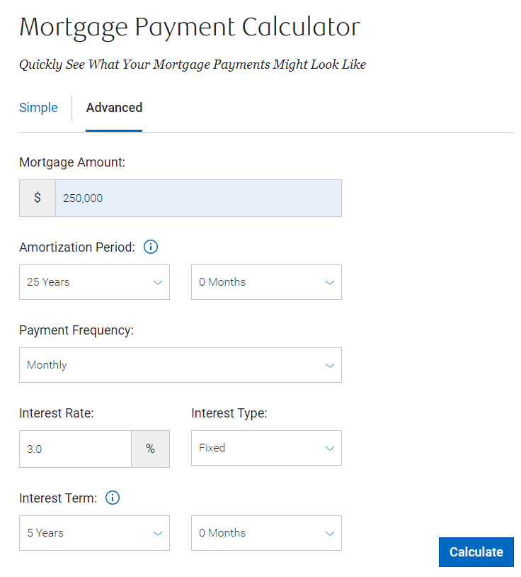 RBC mortgage calculator