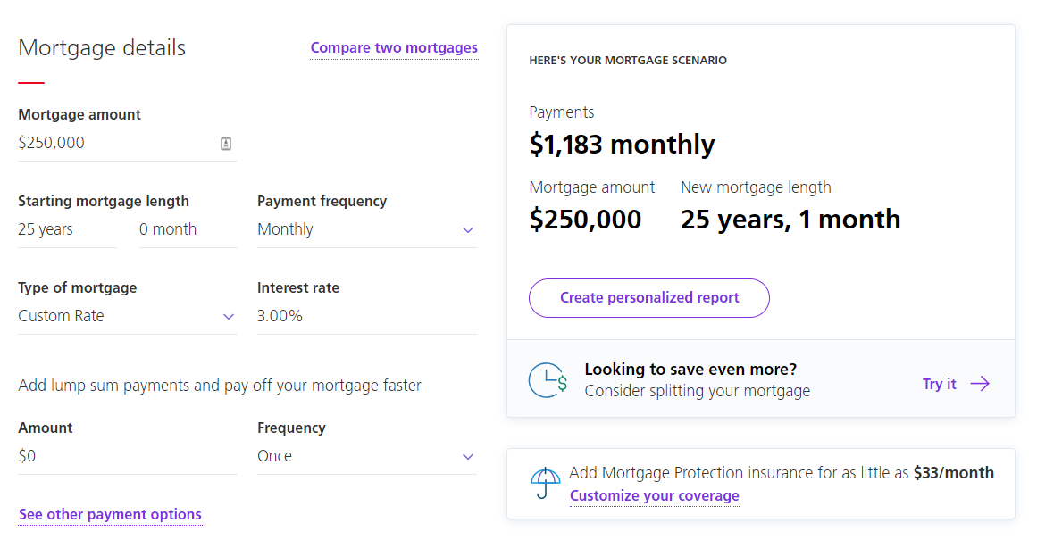 Scotiabank mortgage calculator