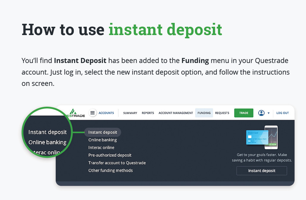 How to Use Instant Deposit with Questrade