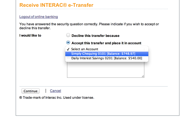 Depositing Interac e-Transfer 5