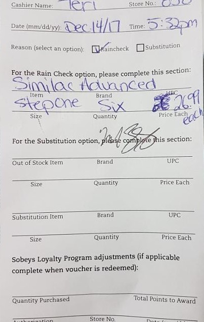 Example Rain Cheque