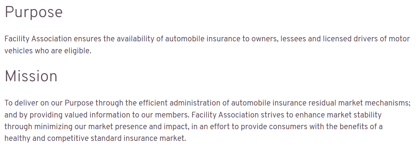Facility Association Mission Statement