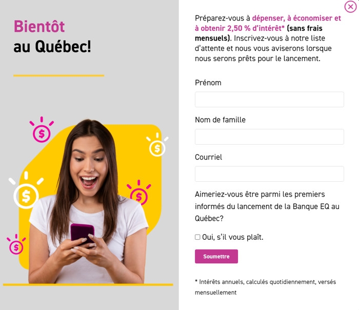 EQ Bank Quebec Opt In Form