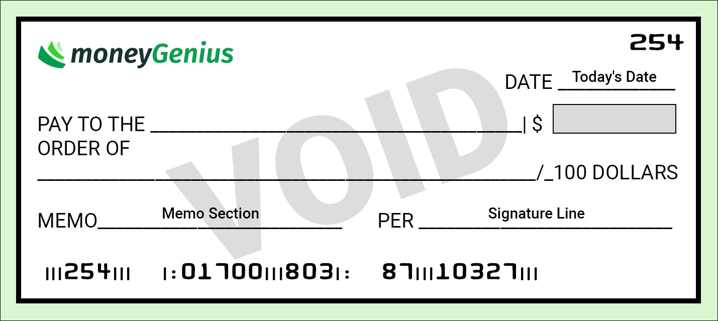 Example of a voided cheque