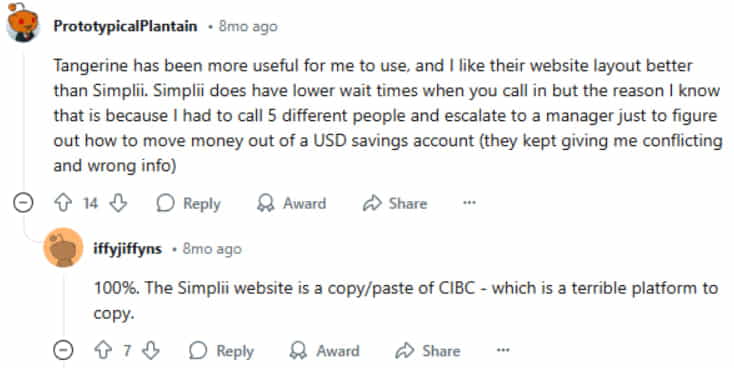 Reddit Users Discuss Tangerine Banking App