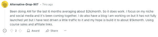 Reddit User Discusses Their Affiliate Marketing Work