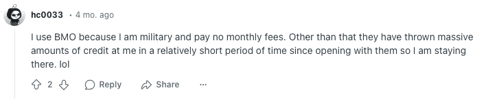 Reddit User Prefers BMO For Military Benefits