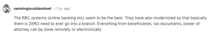 Reddit User Prefers RBC Online Banking Convenience