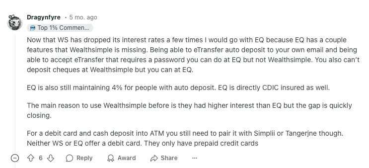 EQ Rates And Features Better Than Wealthsimple