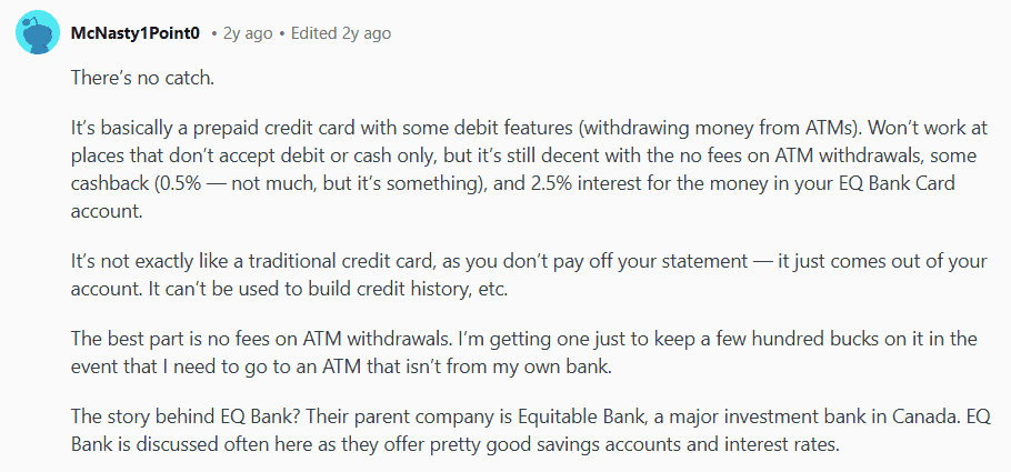 User Explains The EQ Bank Mastercard