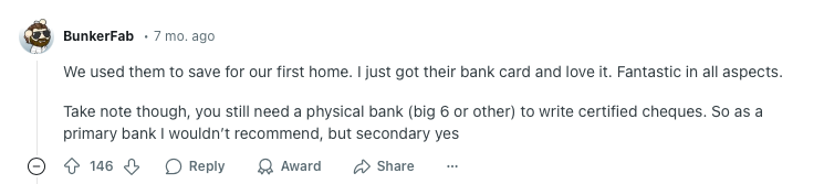Reddit User Warns That EQ Bank Doesn't Offer Cheques