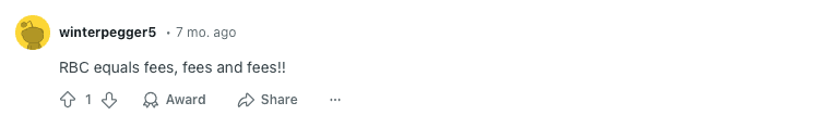 Reddit User Complains About RBC Fees