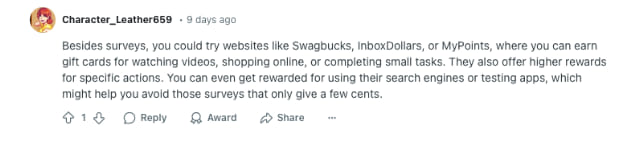 Reddit Users Recommend Swagbucks And InboxDollars