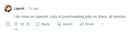 Reddit User Recommends Upwork