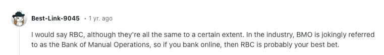 Reddit User Claims RBC Has Slightly Better Online Banking