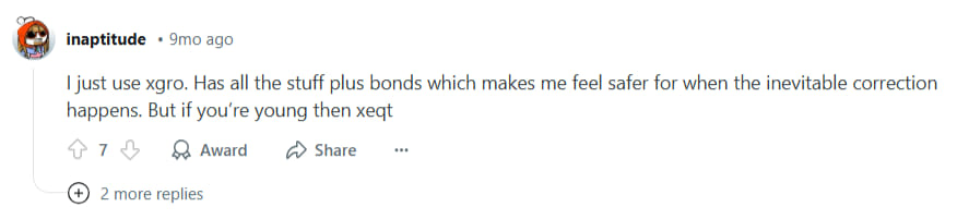 Redditor advises investing in XGRO and XEQT