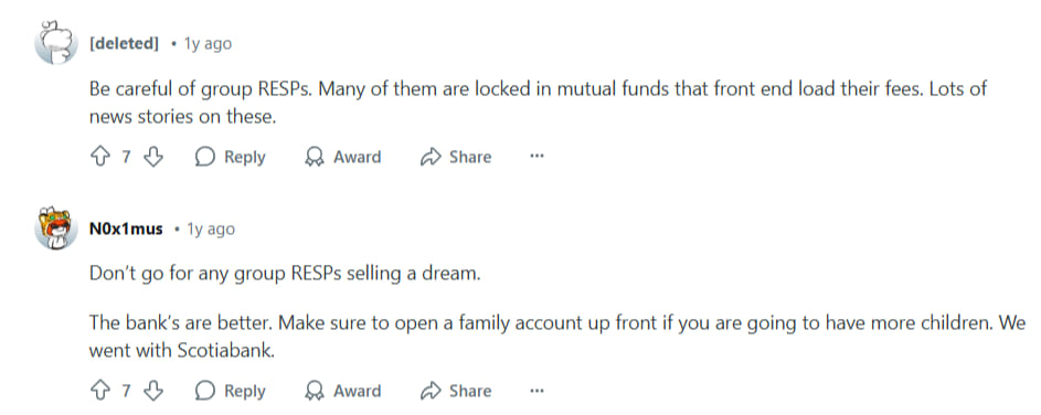Redditors warn against group RESPs