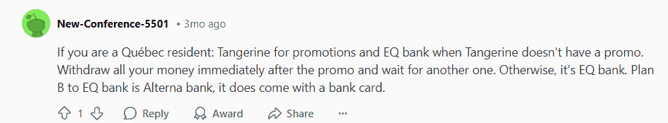 Quebec Residents Should Use Tangerine And EQ Banks