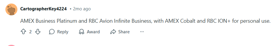 Redditor Recommends RBC Business Credit Card