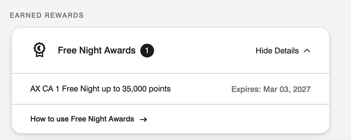 Amex Marriott free night certificate
